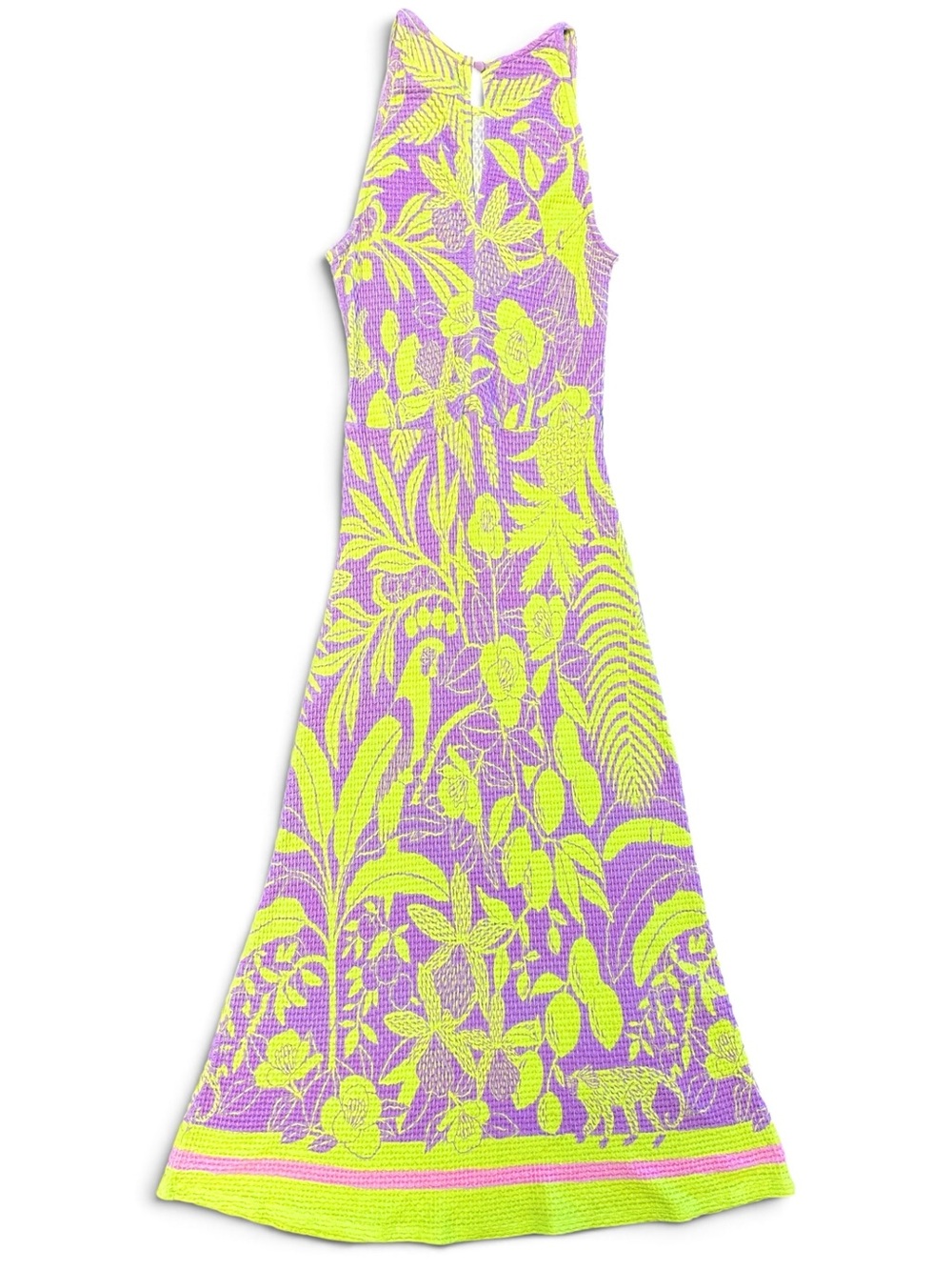 FARM Rio Women’s Neon Yellow & Lavender Floral Knit Dress - Picture 5 of 8